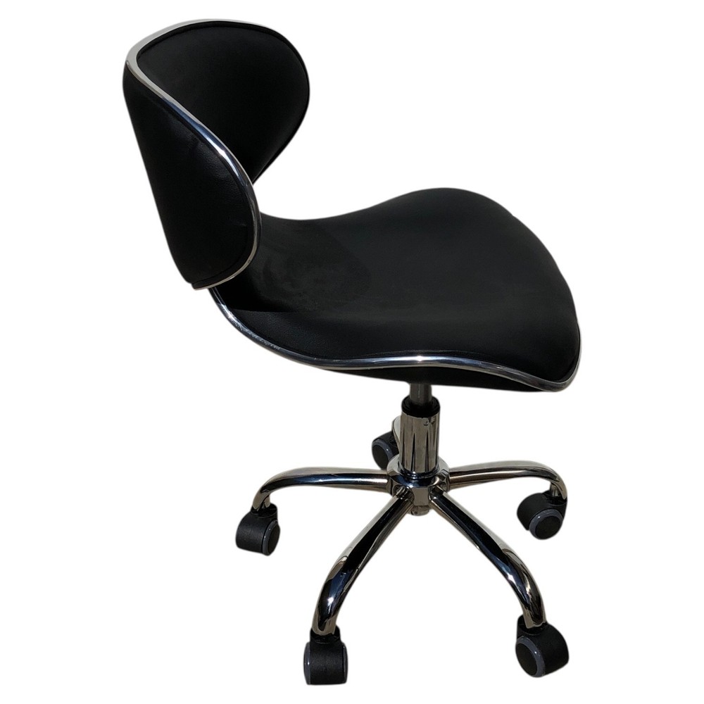 Adjustable Low Height Salon Technician Stool w/ Back Support Rolling Chair