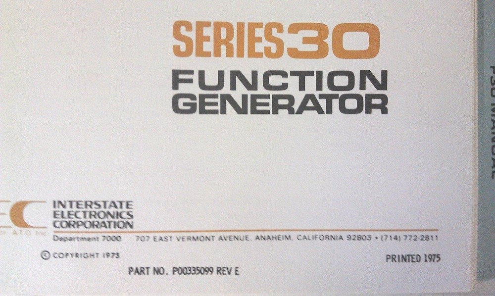 Interstate Electronics Instruction Manual Series 30