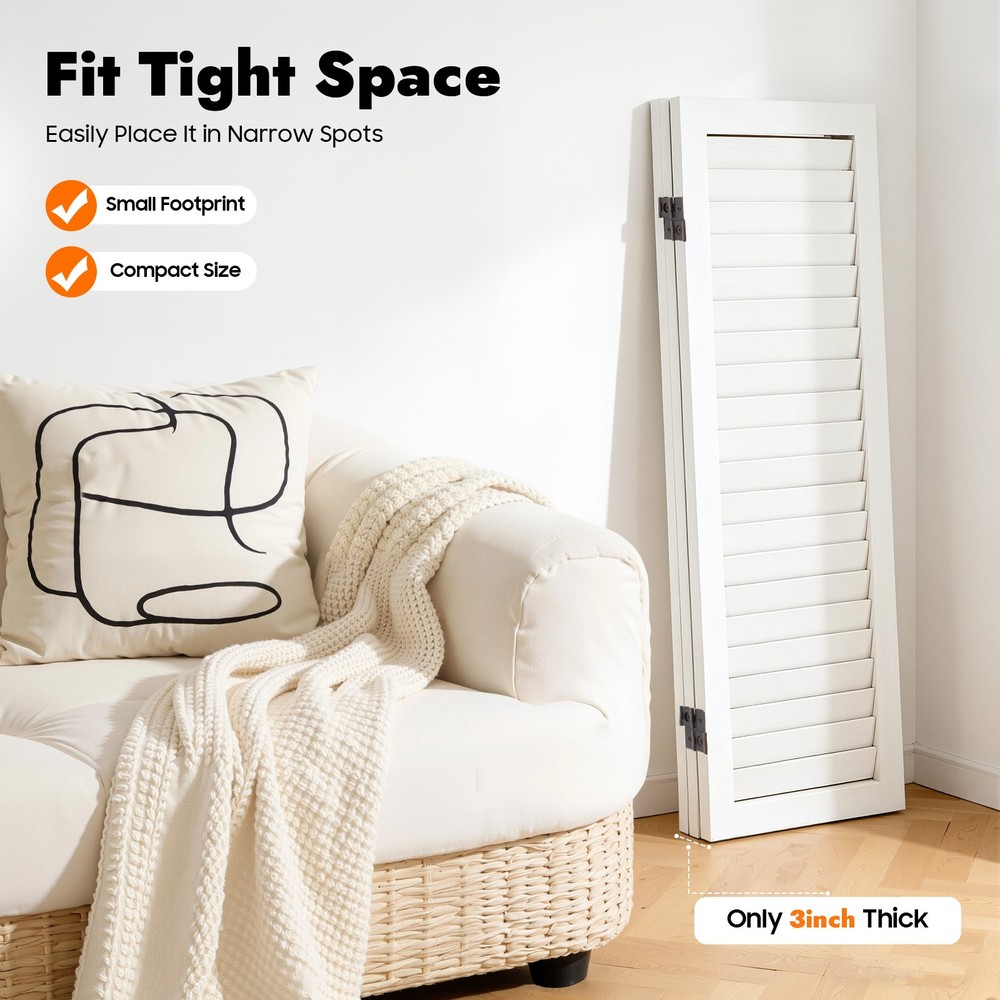 Room Divider Privacy Screen Foldable Partition Stand 3 Panel White USA
