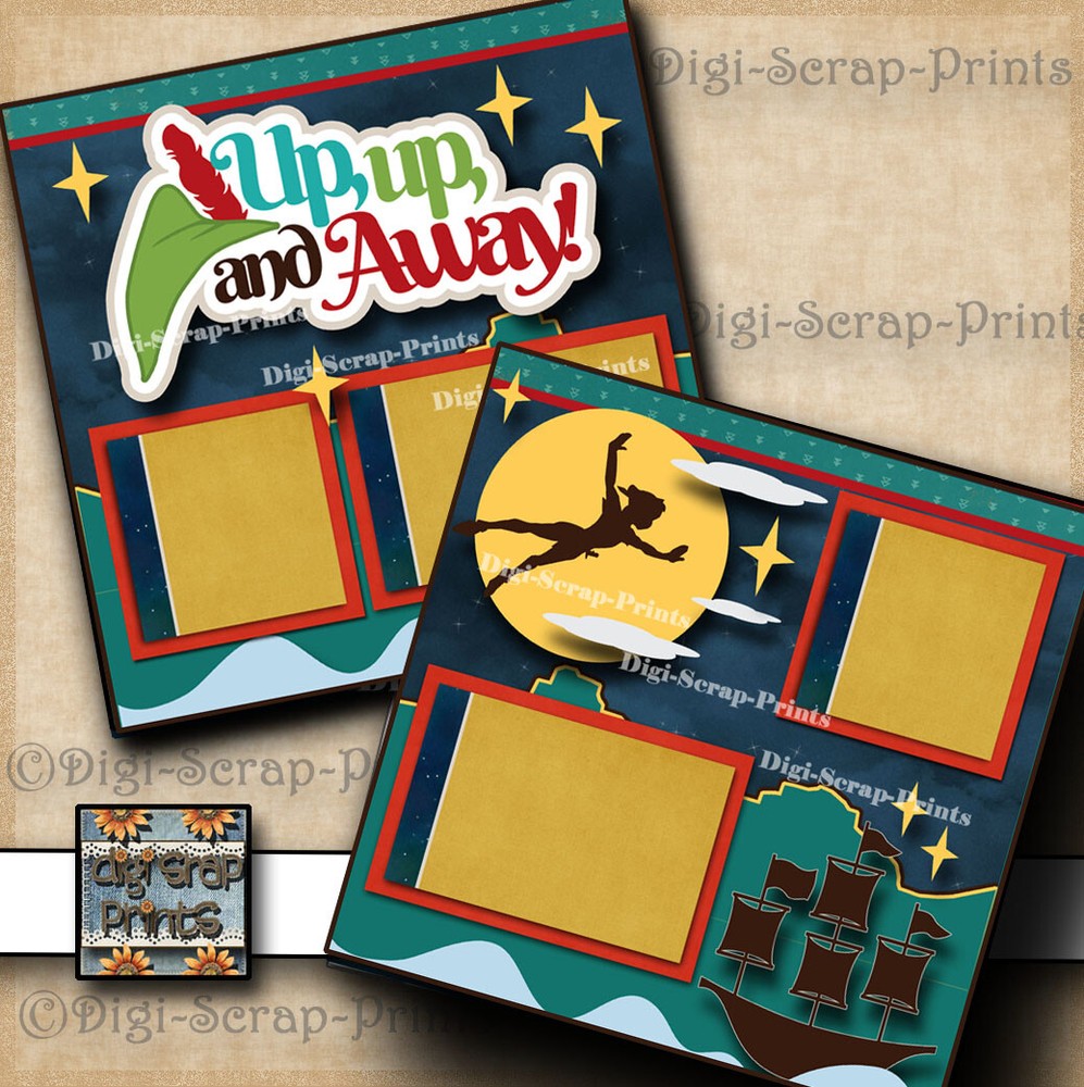 PETER PAN 2 premade scrapbook pages paper piecing printed layout DIGISCRAP A0306