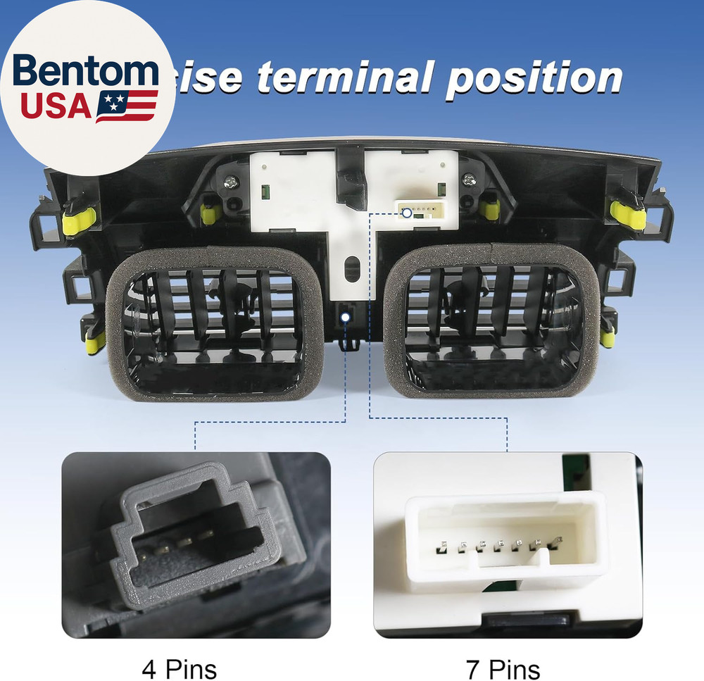 Center Dash A/C Outlet Air Vent Panel with Emergency Switch Clock Button Compati