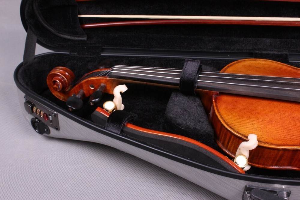 Silver Carbon Fiber Violin case 4/4 Violin Box Code Lock Strong Light Case strap