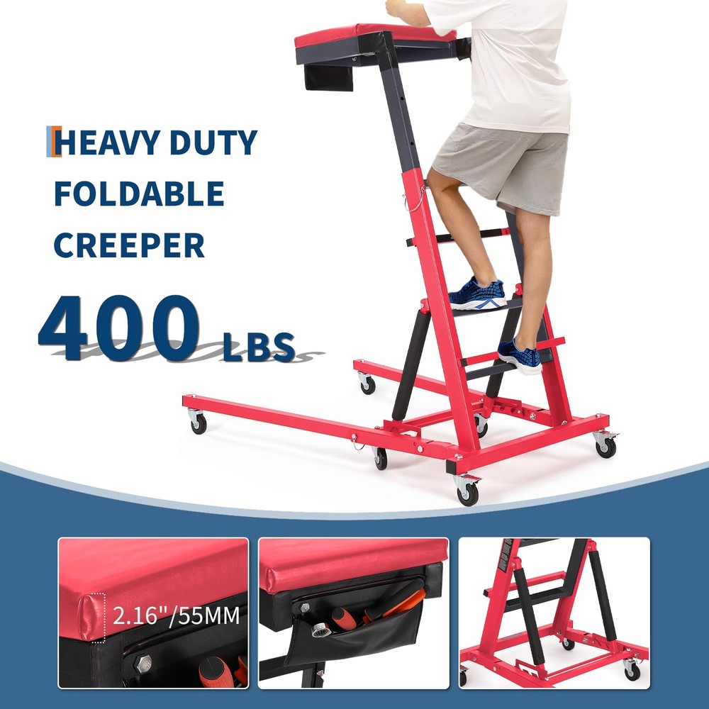 Heavy Duty Adjustable Topside Engine Creeper Over-Engine Mechanic Creeper 400lbs