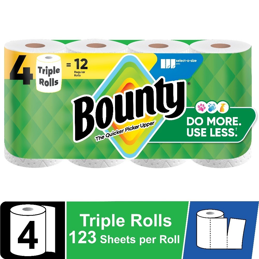 White Select-A-Size Paper Towels 4 Triple Rolls 123 Sheets Per Roll
