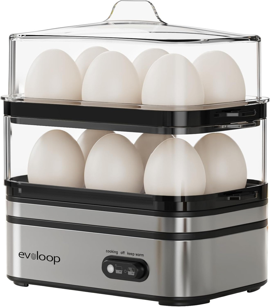 Rapid Egg Cooker Electric 12 Eggs Capacity, Soft, Medium, Hard Boiled, Poached,