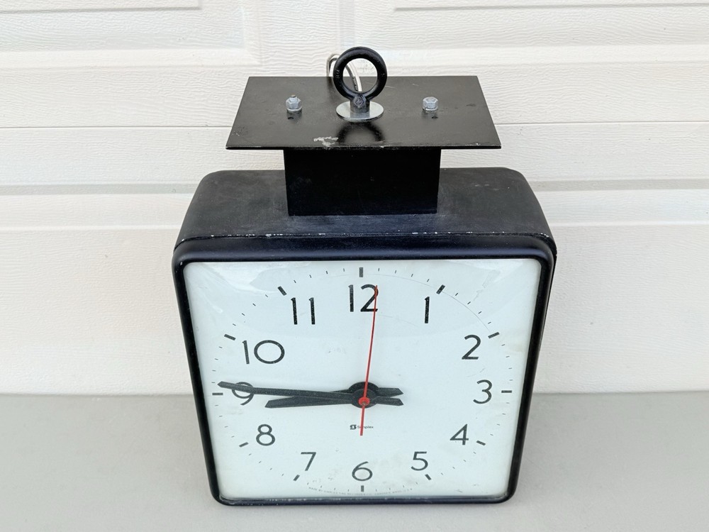 Vintage Simplex Industrial Hanging Ceiling Clock Square Double Sided