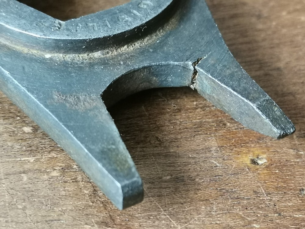 Vintage combination spanner, registered Oct. 9th 1876, slight damage.