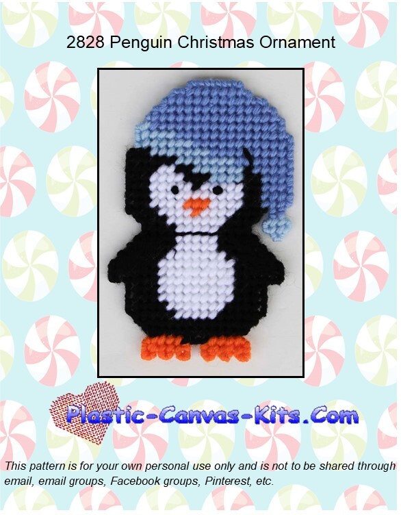 Penguin Christmas Ornament- Plastic Canvas Pattern or Kit