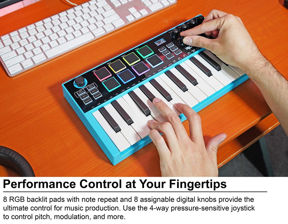 Rockville M25 STANDARD 25 Key USB Wireless Bluetooth Keyboard Controller + Bag