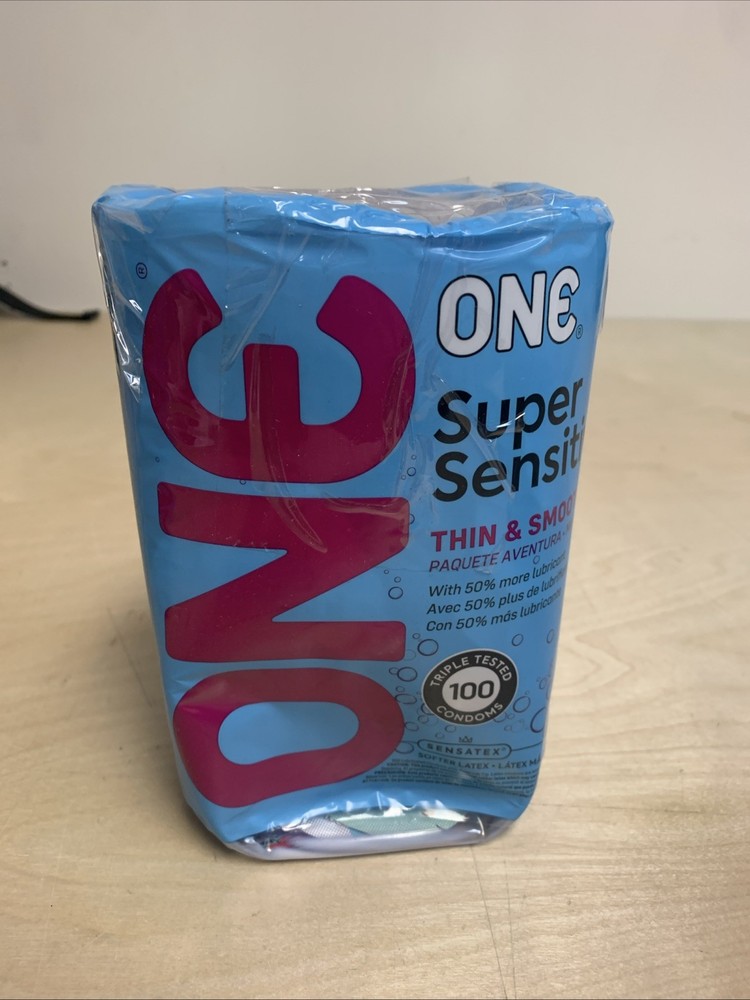 ONE Super Sensitive, Thin & Smooth, Lubricated Latex Condom Jar, 100ct OPEN BOX