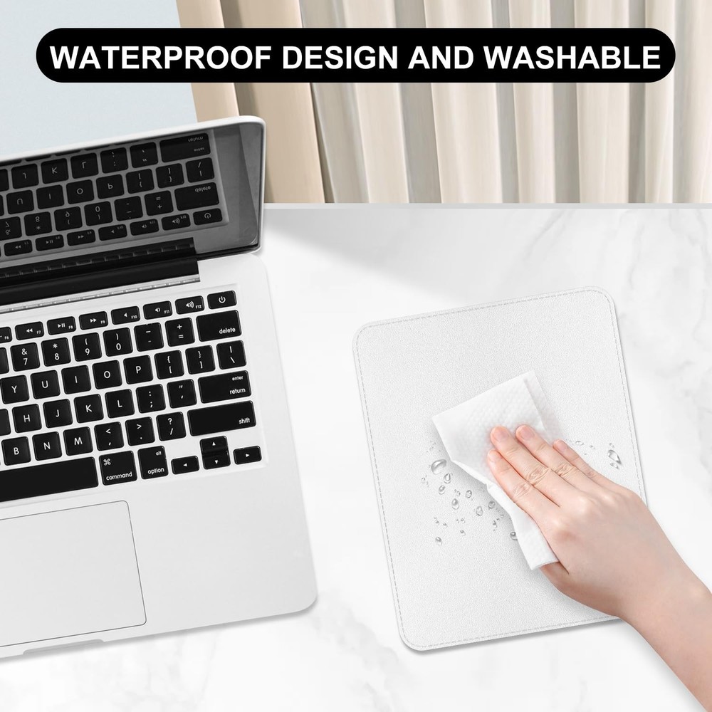 Hsxnam Leather Mouse Pad, Office Mat Rectangular (9.8" x 7.9"), White