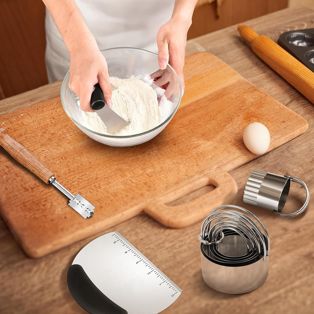 Pastry Cutter Set, 5-Piece Tools with Dough Scraper & Bread Lame