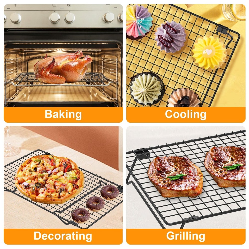 13.4" × 9.4" Stackable Cupcakes Cooling Racks – 2-Pack Nonstick Carbo