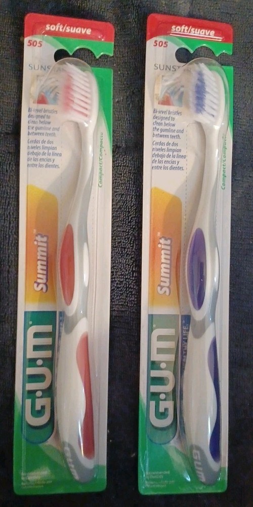 Two Gum Summit Tooth Brushes #505 Soft Compact Head - 2 Packs