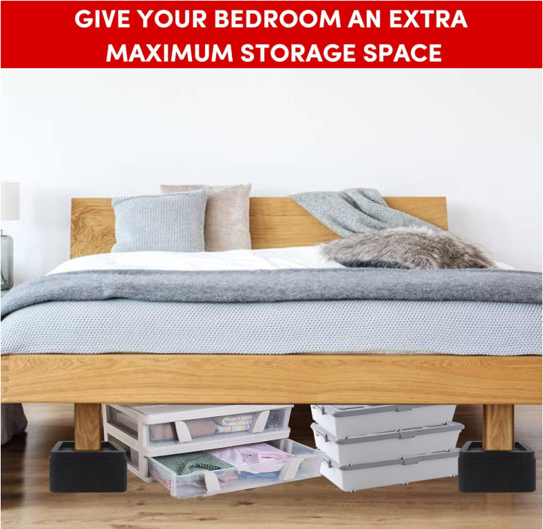 Oversized Bed Risers Heavy Duty Stackable 4 Pack, Furniture Risers for Sofas ...