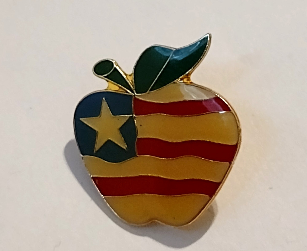 Patriotic Apple Lapel Pin