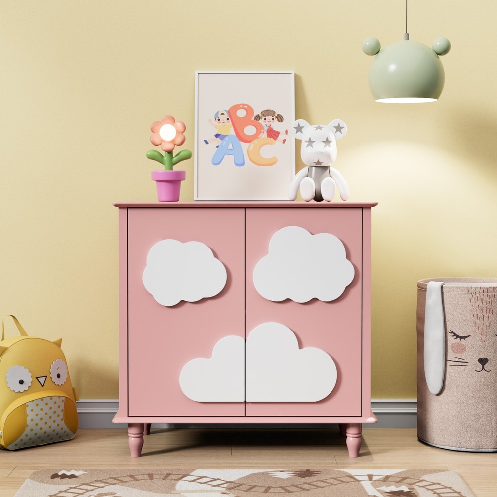 2 Doors 31.5"W Cute Cloud Shap Accent Cabinets