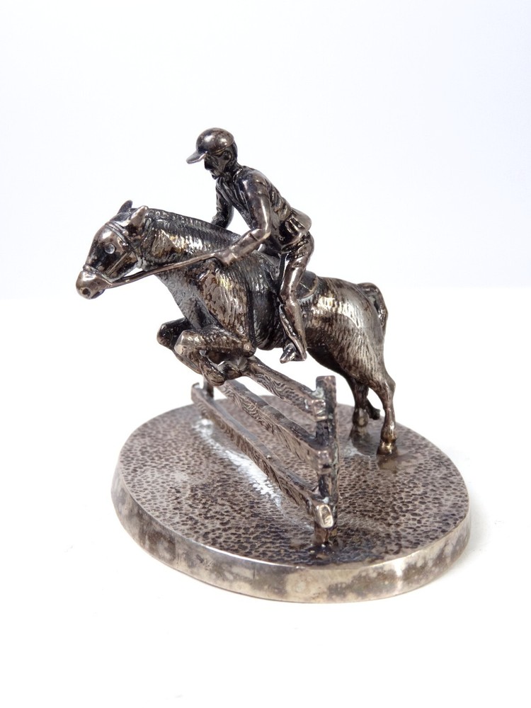 SILVER MINIATURE HORSE WITH RIDER (Ref 1538)