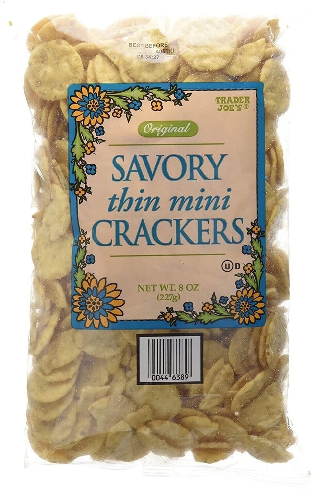 2 Packs Trader Joe's Original Savory Thin Mini Crackers 8 oz Each Pack