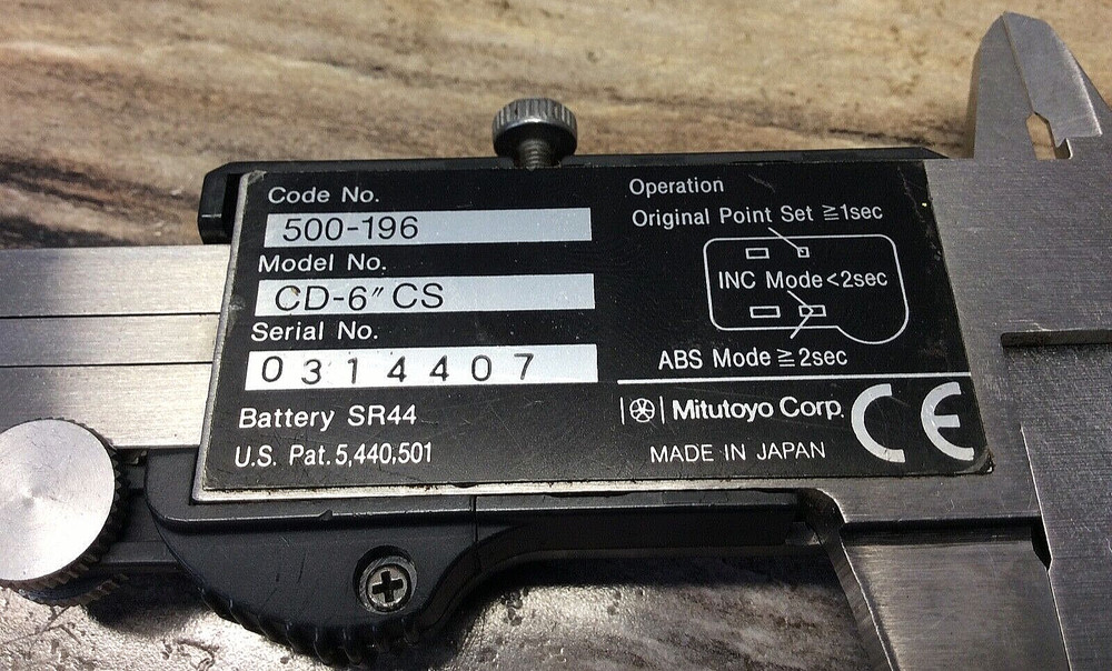 Mitutoyo 500-196 Model # CD-6"CS Vernier Caliper