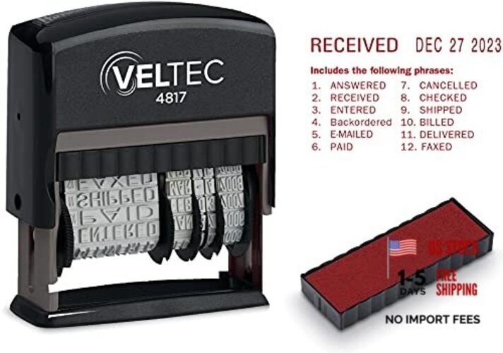 4817 Date Stamp with 12 Changeable Messages () Red