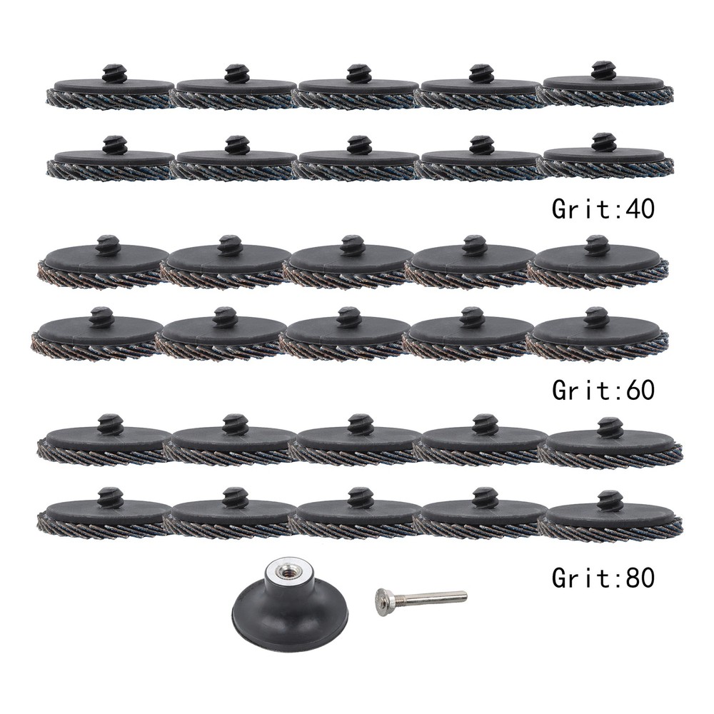 30 PCS 2 Inch Mixed Curved Roll Lock Quick Change Sanding Discs 40/60/80 Grit