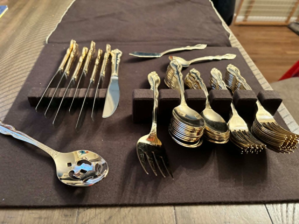 International Deepsilver Gold Electroplate Countess Silverware 57 Pieces