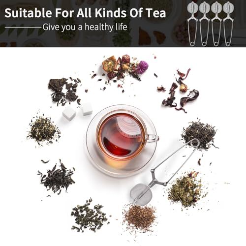 Tea Strainers for Loose Tea, 4 Pack Tea Infuser with Handle Fine Mesh Tea Ball