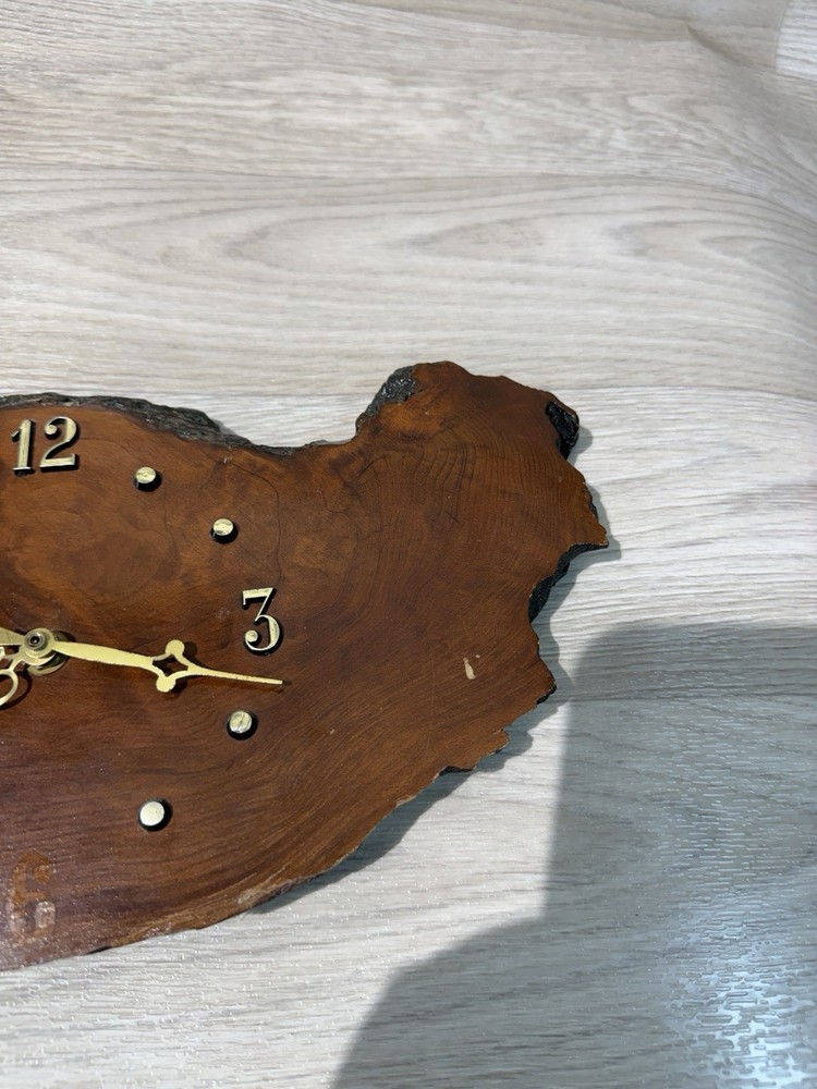 Tree Slab Clock Used Needs Mech Fair Condition