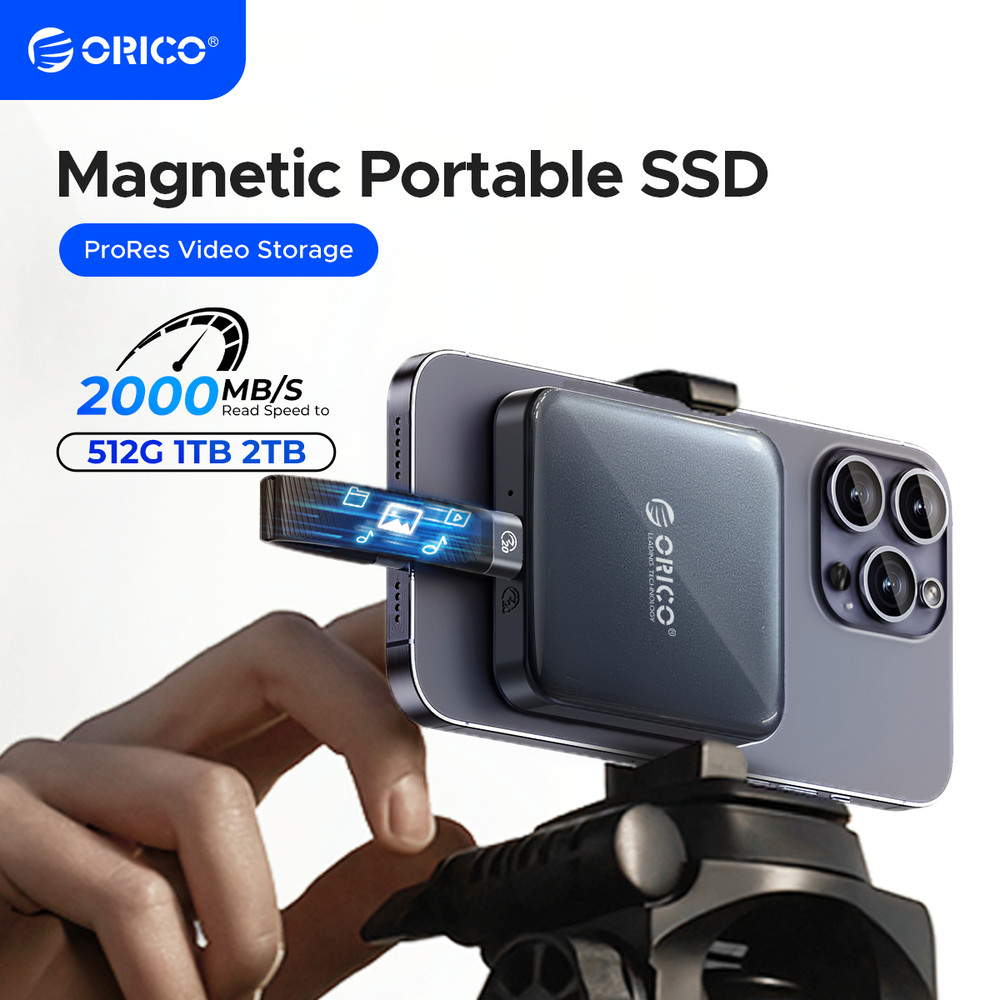 ORICO 512GB Magnetic External SSD 2000MB/s Portable Solid State Drive 4K ProRes