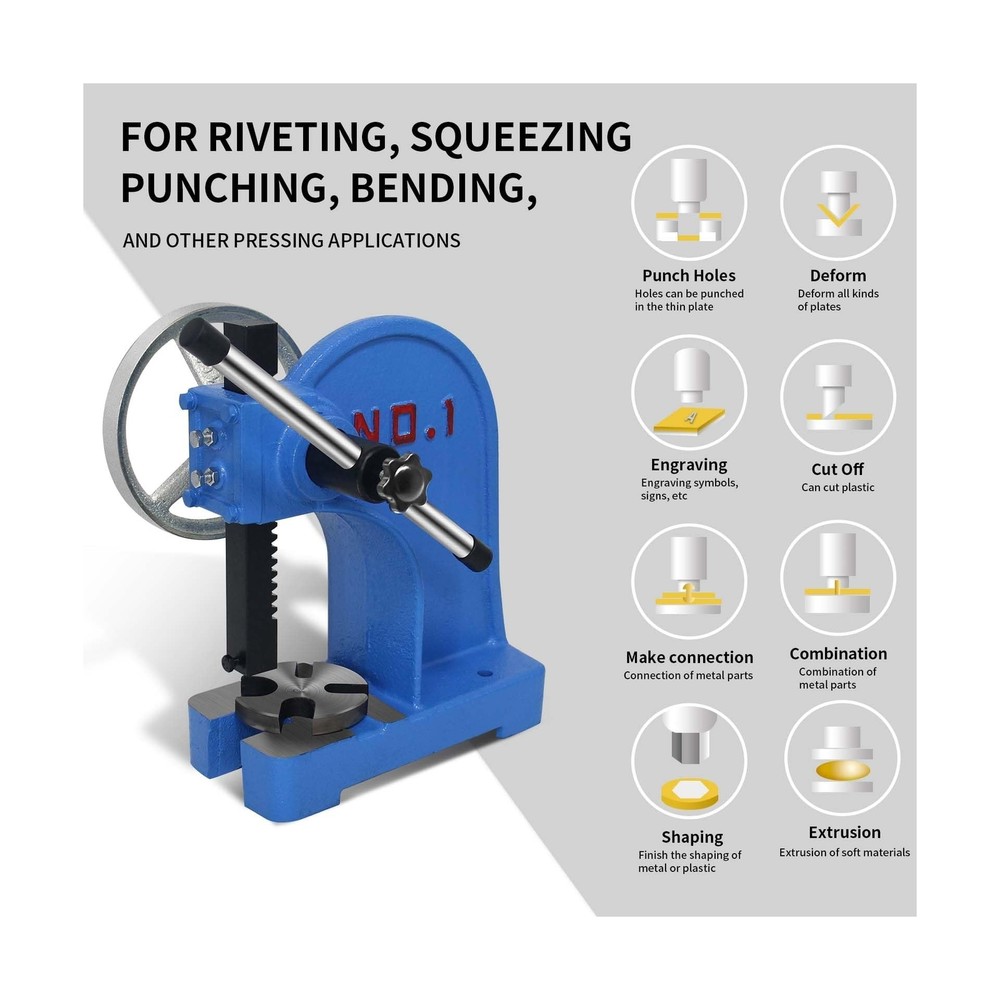 Arbor Press 1 Ton,Ratchet Leverage Arbor Press with Handwheel,Manual Desktop ...