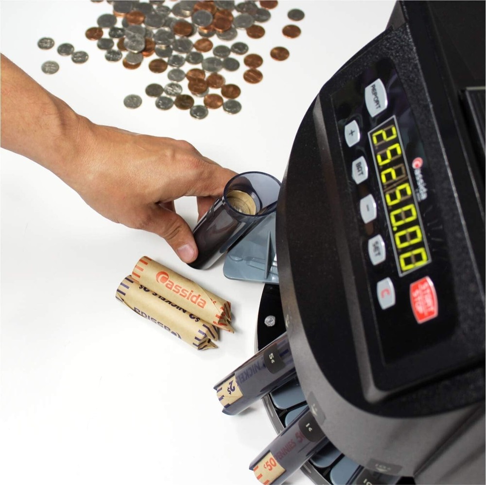 Compact Coin Sorting Machine with Automatic Wrappers - Ideal for Home & Business