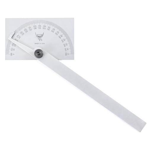 PEC Tools Stainless Steel Angle Protractor 6" Blade, 0-180° Range