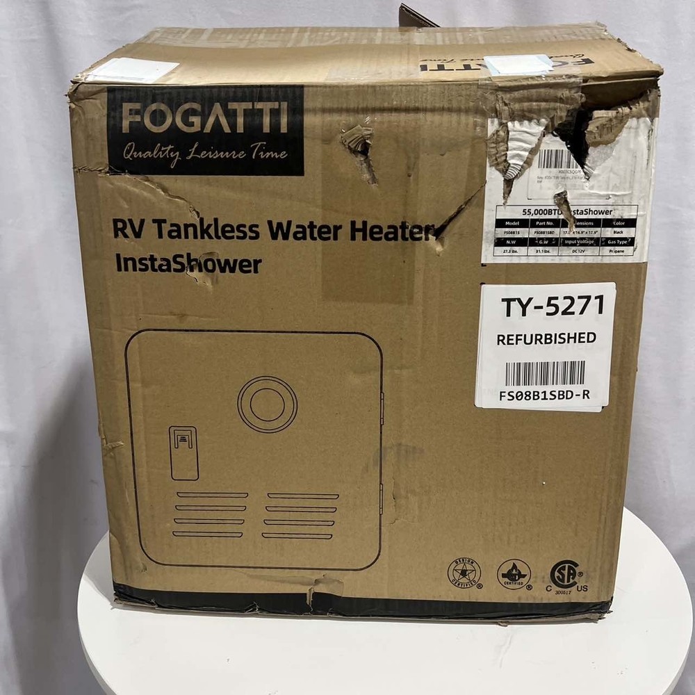 Used- RV Tankless Water Heater 15x15'' Door Remote Controller 2.9GPM 55000BTU