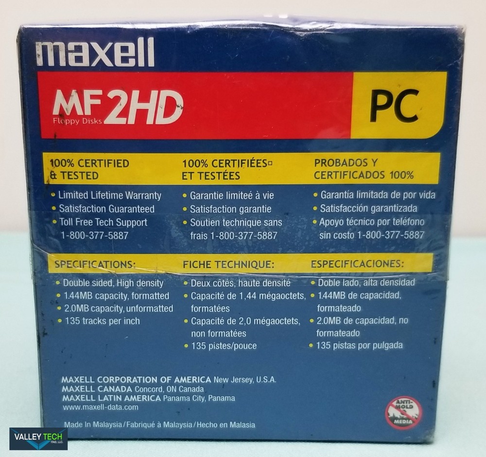 Maxell 3.5 HD 1.44MB Floppy disk MF2HD 10 Pack NEW