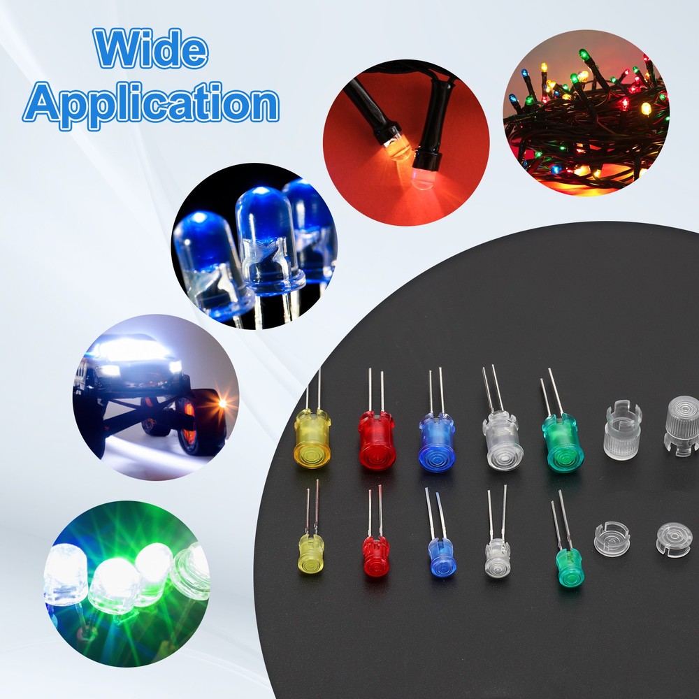 30Pcs 5mm LED Lamp Socket Light Emitting Diode Holder Cap, Clear