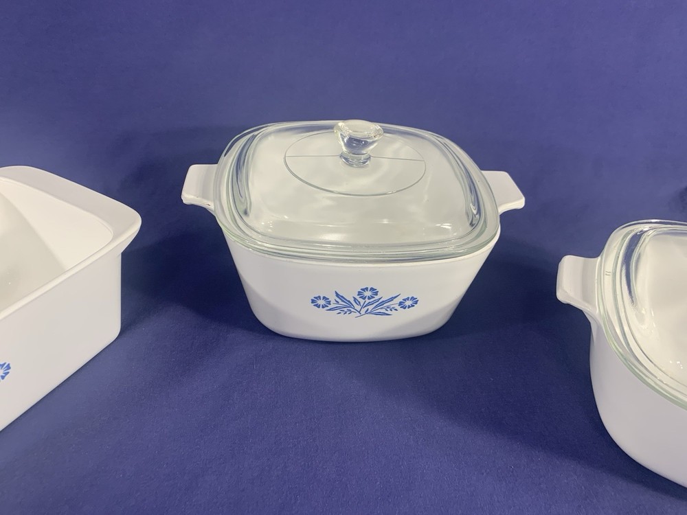 CorningWare Cornflower Blue Bread Baking Loaf Pan + Casserole Dish MADE IN USA
