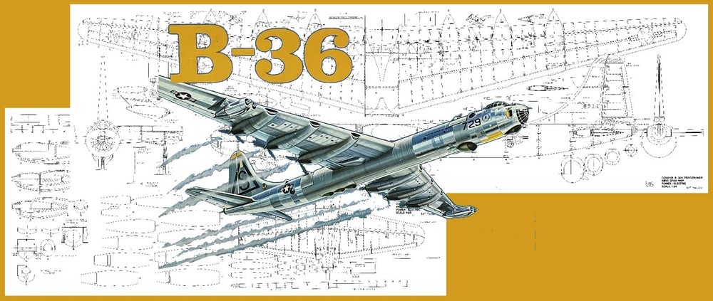 Model Airplane Plans (RC): B-36 Peacemaker 115" & 80" Span Elec. Pwr'ed  (on CD)