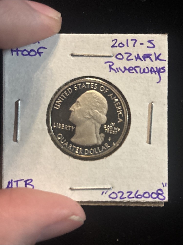 2017-s silver proof quarter Ozark Riverways ATB “0226008” Silver 25C