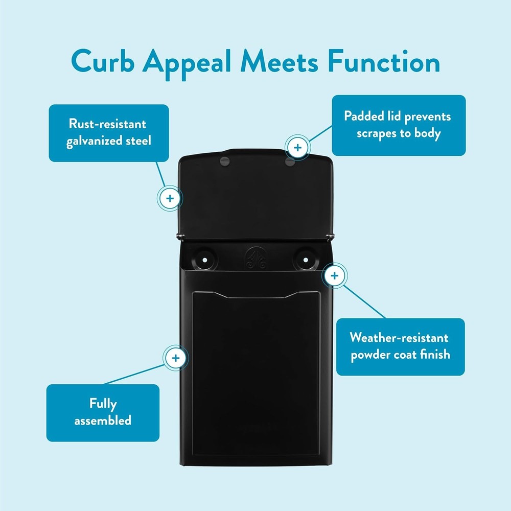 Architectural Mailboxes 2681B Black Marina Wall Mount Mailbox, Small,