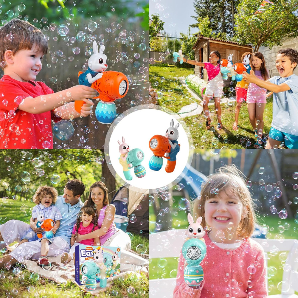 Bubble Guns for Toddlers,2pcs Rabbit Bubble Machine for Kids,Automatic Bubble Bl
