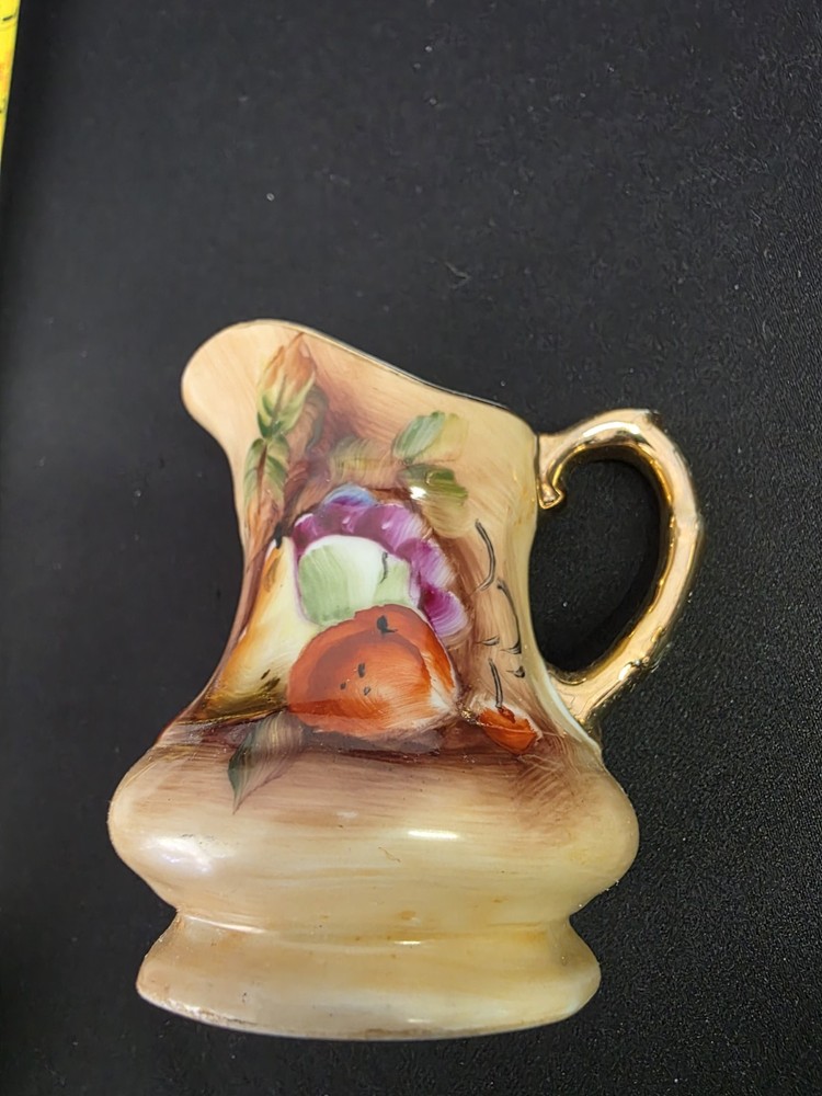Vintage Lefton Hand Painted Miniature Pitcher And Basin Fruit Pattern