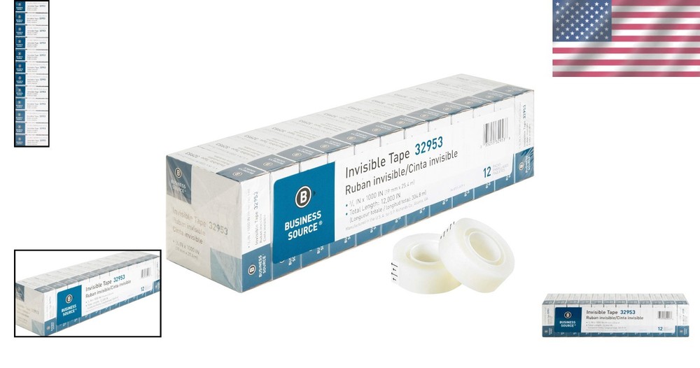 Invisible Tape Value Pack - 12 Clear Rolls for Craft & Packaging