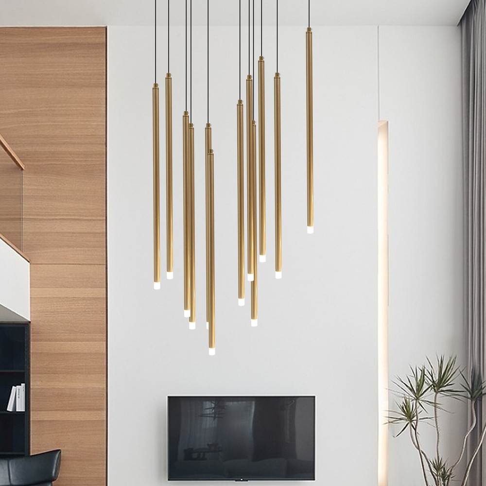 Large Chandelier Gold 12 Light Fixture Ceiling Pendant Lighting Drop Shape