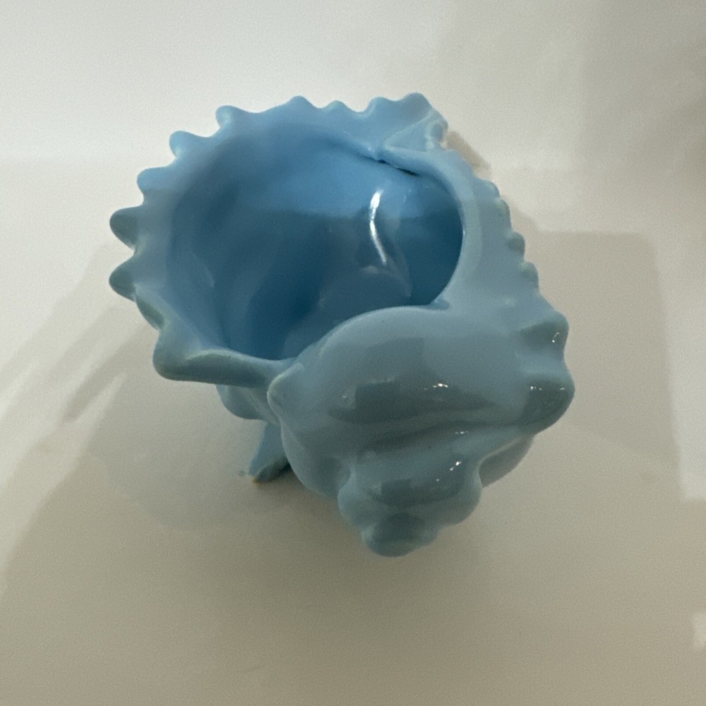Blue Ceramic Conch Shell Planter Marked USA On Bottom 2.5” Tall