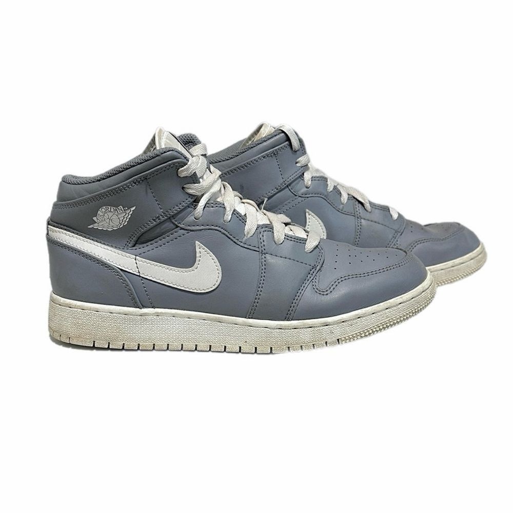Nike Air Jordan 1 Mid Grey White Size 7Y
