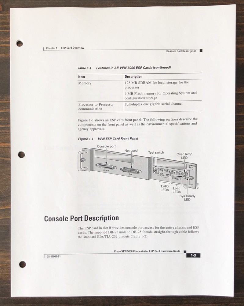 Cisco Systems - Cisco VPN 5000 Concentrator ESP Card Hardware Guide (2001)