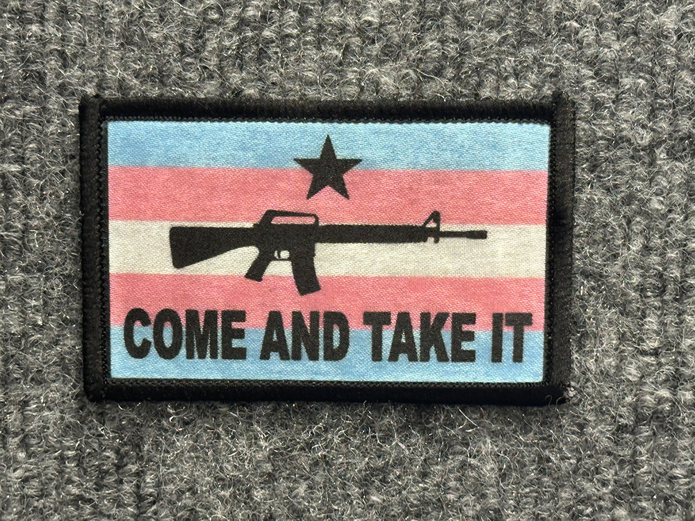 2nd Amendment Morale Patch Hook & Loop Transgender Pride Flag Come and Take It