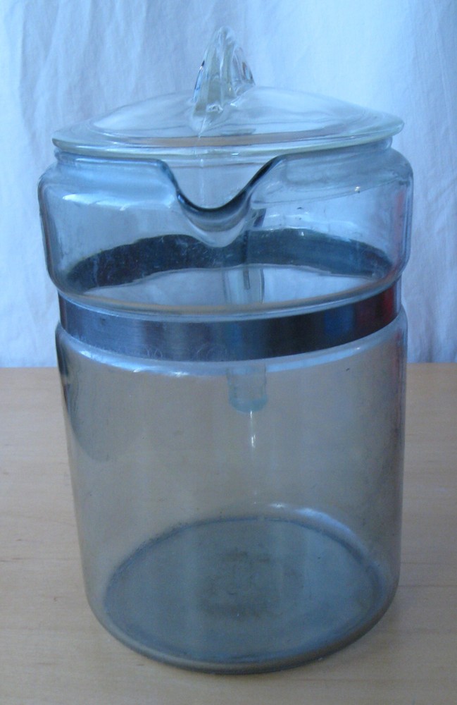 PYREX - Old COFFEE PERCOLATOR with Stick Handle and Tab Handle Lid (no innards)