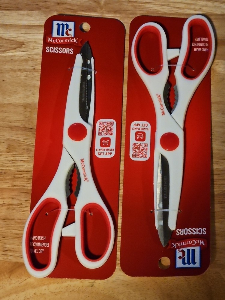 2 PAIR McCormick Sharp Kitchen Scissors Shears Multi Purpose Stainless Steel